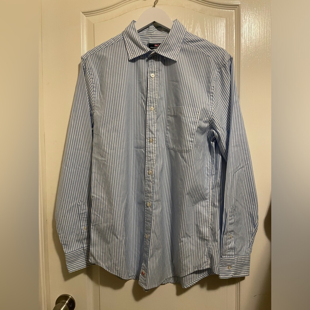 Vineyard Vines Men’s Light Blue Striped Button Down Shirt size M